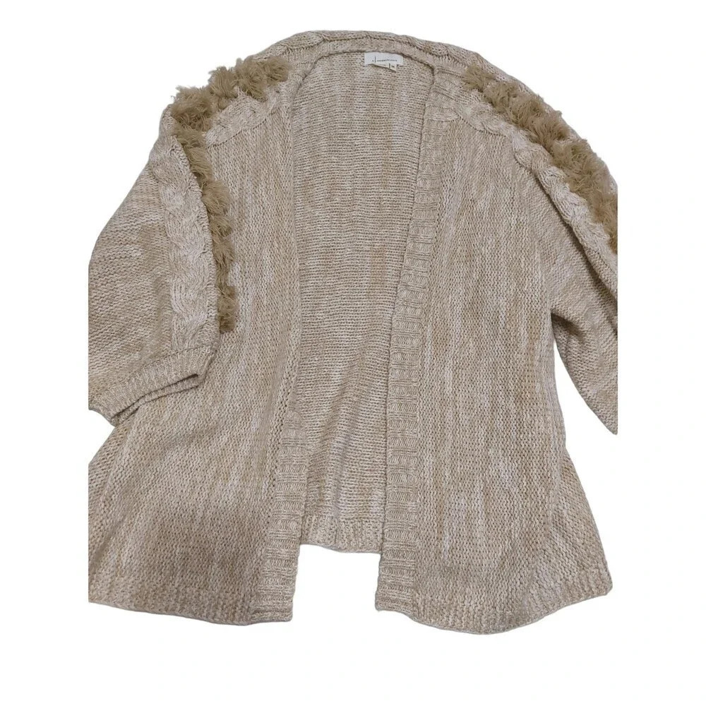 anthropologie sweater cardigan beige with statement sleeves one size
